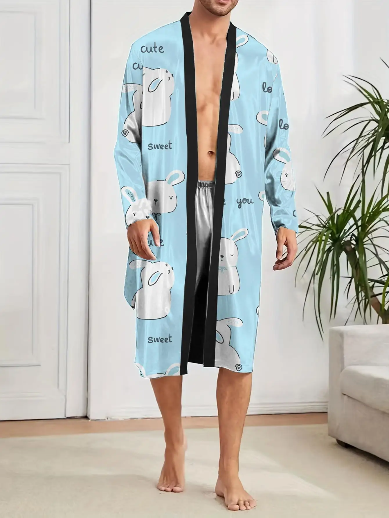 1pcs Men's Robes 2026 Spring/Summer 3D Printed Breathable dressing gown Bathrobe Shower robe Robes Robe man Graphic