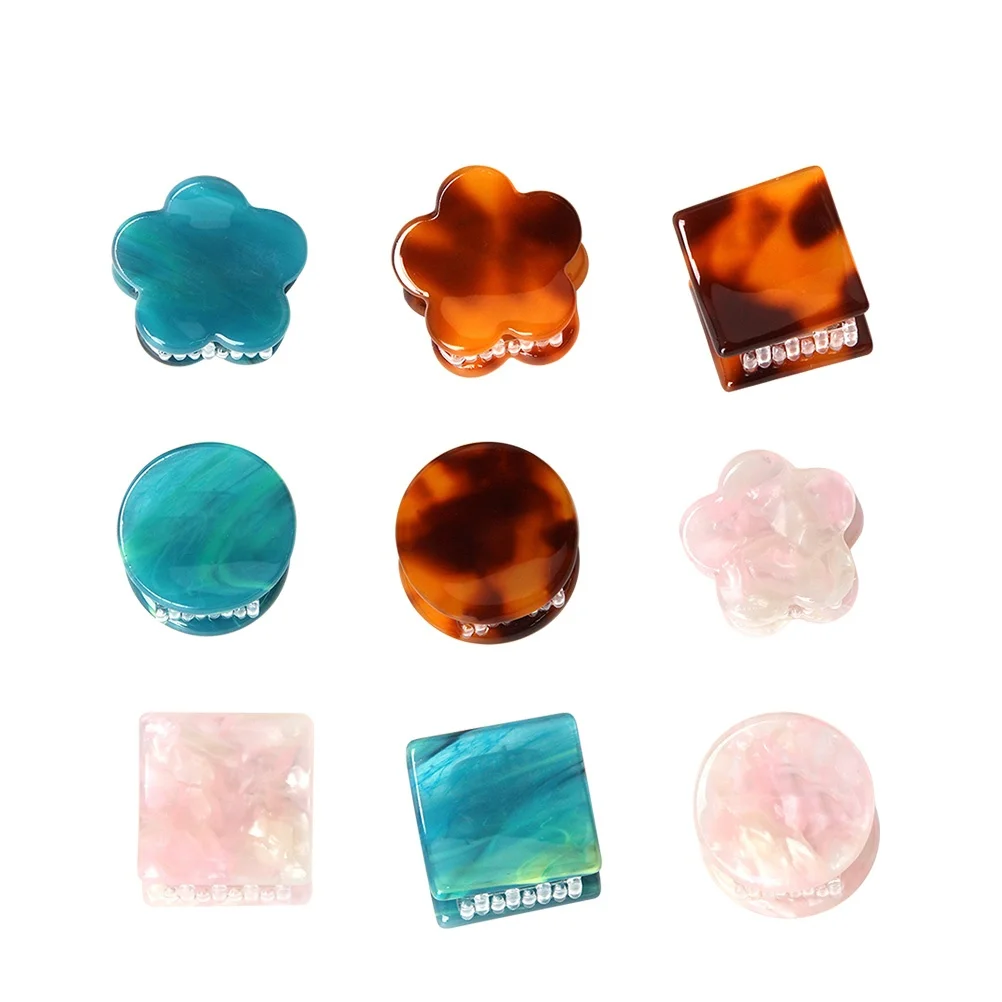 

9pcs Flower Hair Claw Clips Mini Jaw Clip Girls Kids Bangs Organizer Party Photo Prop Decor 3 Colors Pink Coffee Green Non Slip