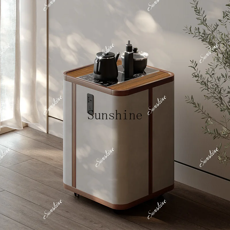 

Mobile solid wood balcony household small apartment tea table and chair combination kettle integrated tea table FT