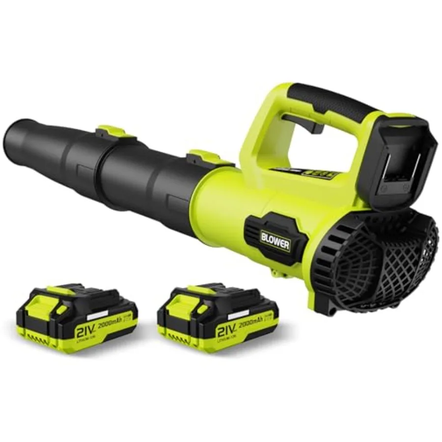 

Беспроводная электрическая воздуходувка для листьев 21В с 2 аккумуляторами 2.0 Ач и быстрым зарядным устройством, легкая аккумуляторная воздуходувка для ухода за газоном и