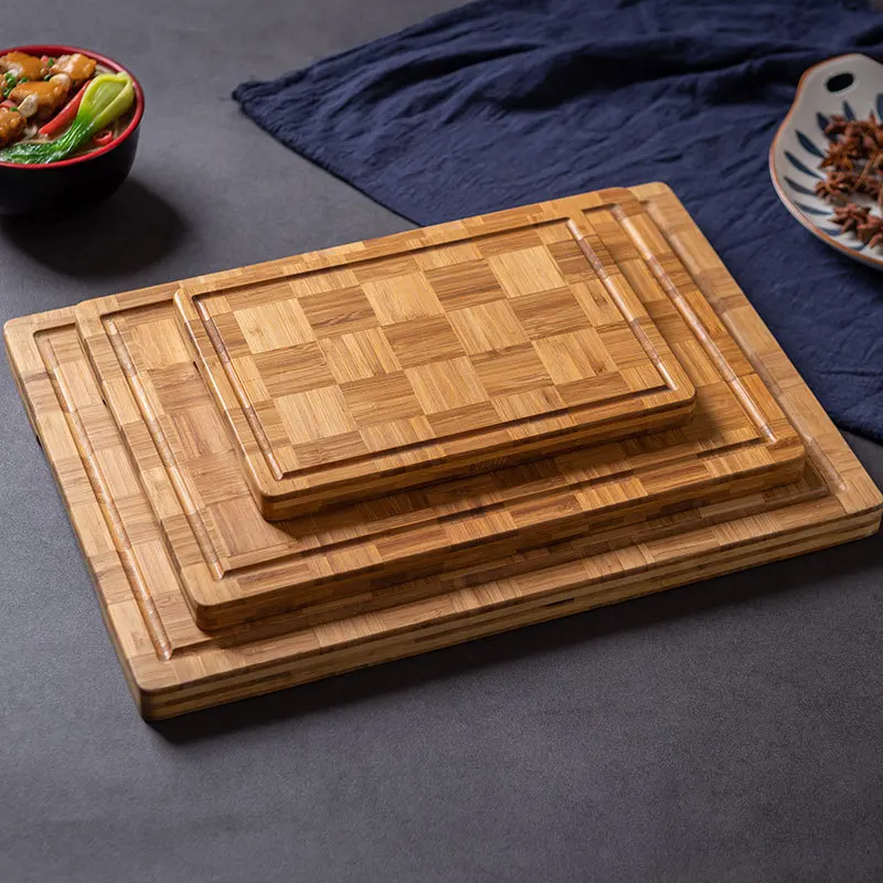 Chinese home hotel kitchen cutting board Fruit with holes handle cutting board Large bamboo wooden cutting board