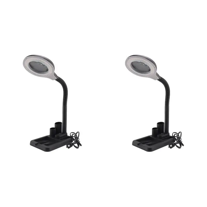 2PackX(LED Magnifying Lamp 5X 10X Magnifier with Light Table and Desk Lamp Floor Stand Adjustable)