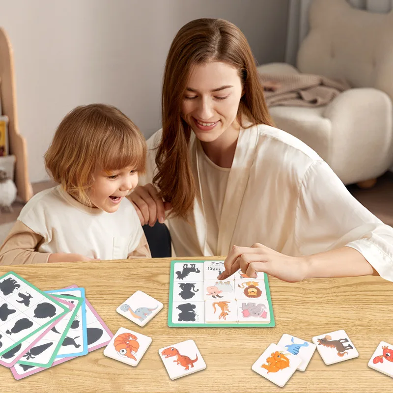 Wooden Montessori Find Shape Toy Animal Fruit Shadow Pairing Shape Puzzle Thinking Game Early Educational Toy Gift for Children