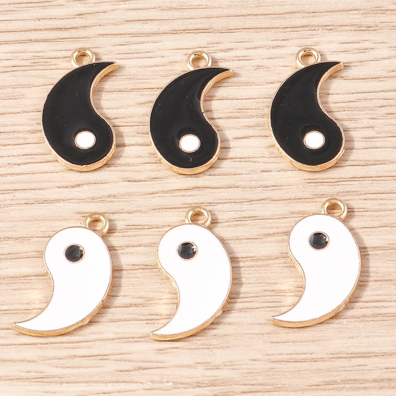 10 Stück niedliche, gemischte Emaille-Anhänger in Form von Tai-Chi-Motiven, Herzen und Sternen zum Basteln von Ohrringen, Halsketten und Armbändern, für DIY-Bastelarbeiten und als Schmuckzubehör. – Detail 11