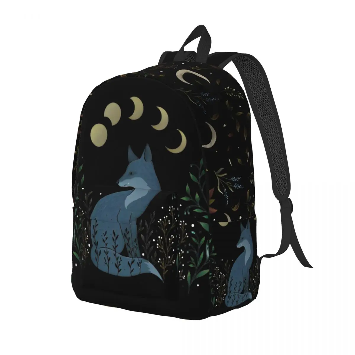 Moonlit Garden Fox On The Hill Backpack Cool School Business Daypack Moonlight Boho Floral Laptop Computer Shoulder Bag Durable