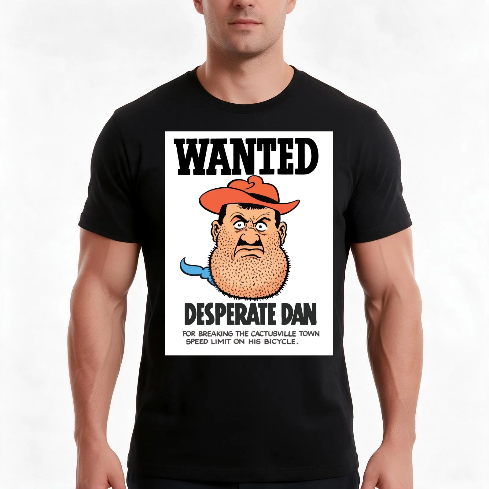Wanted - Desperate Dan T-Shirt, Summer Casual Cotton Tee, Oversized Streetwear Tops, Vintage Graphic Print, Unisex Men Women