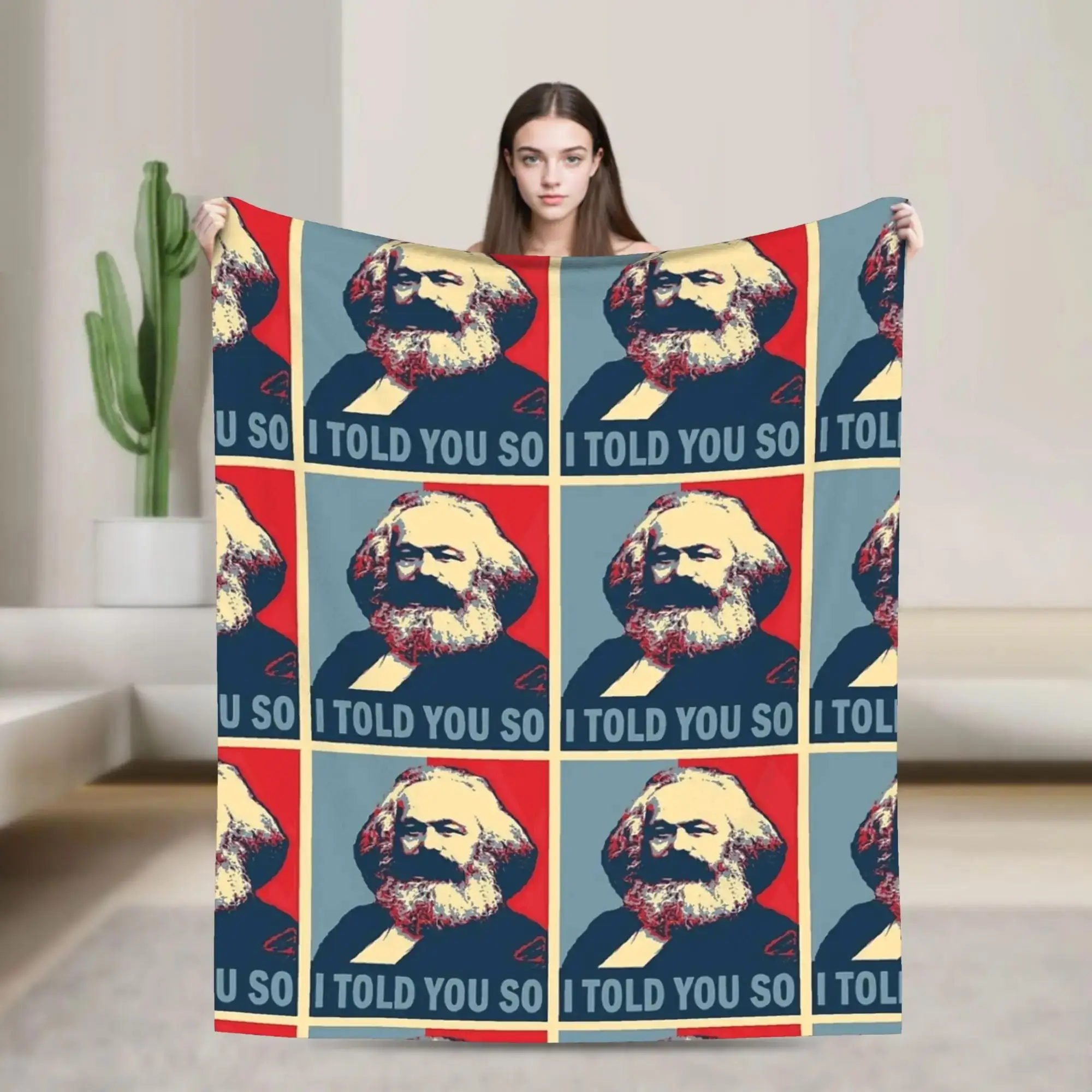

Плед Karl Marx I Told You So: Супертеплое плюшевое покрывало для студентов, эстетичное фланелевое покрывало для дивана, кресла, кровати