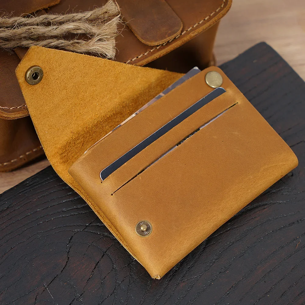 Minimalist ische verrückte Pferd Leder Brieftasche stich lose Karten inhaber Geldbörse Vintage Karten etui Tasche für Männer und Frauen schlanke Geld klammer