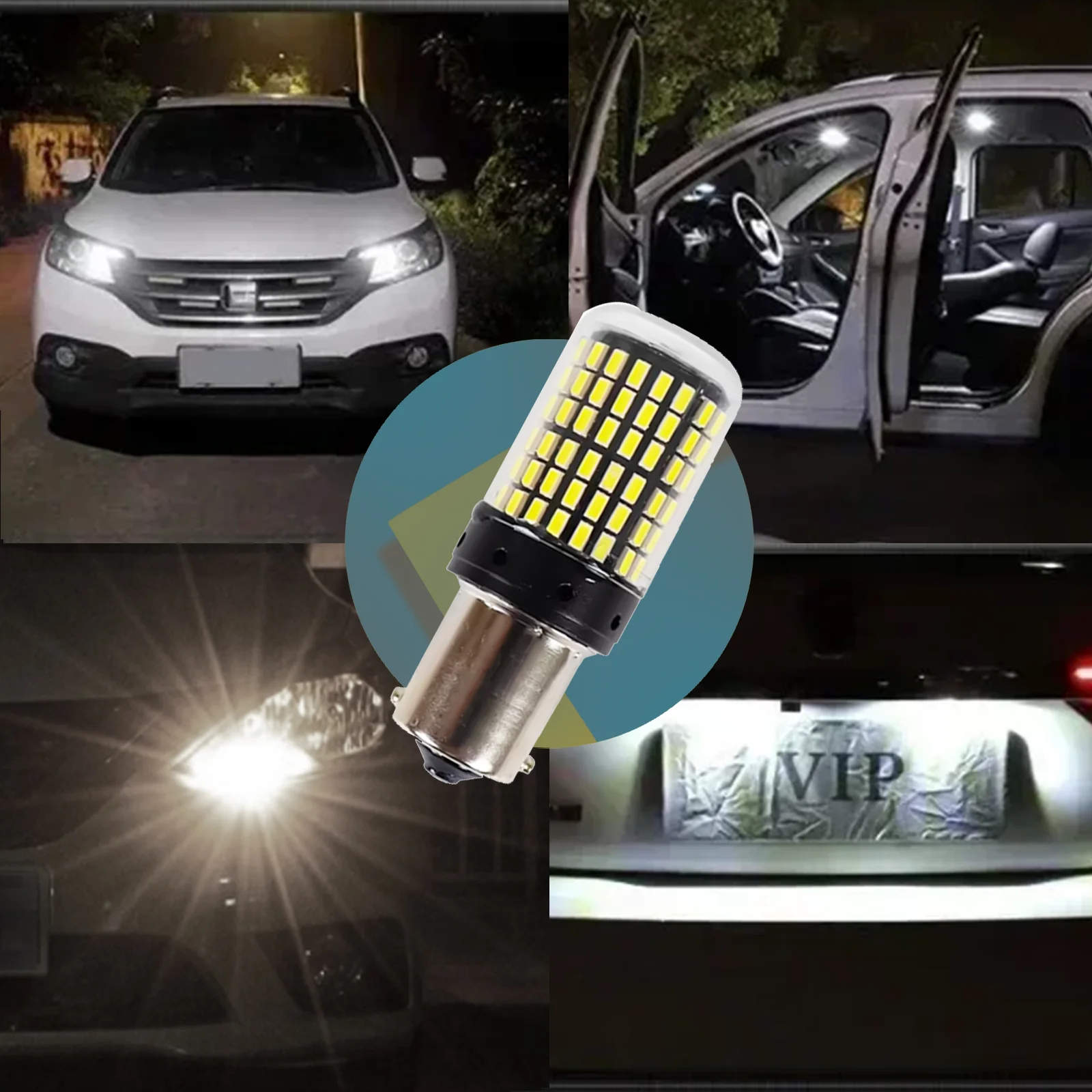 10Pcs BAU15S PY21W 1156 BA15S P21W 7440 W21W T20 7443 W21/5W 3157 1157 BAY15D P21/5W LED Bulb Car Light 2800LM 6000K White 12V