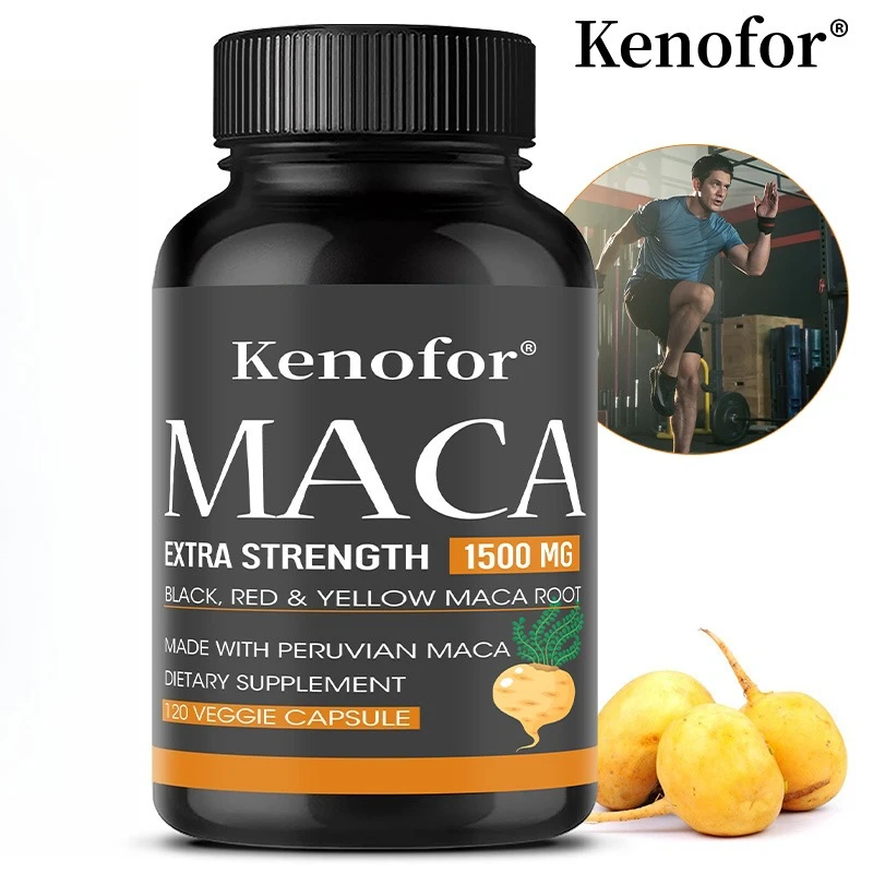 

Maca Capsules - Made with Black, Red and Yellow Maca Powders To Enhance Performance, Energy, Muscle Mass and Endurance