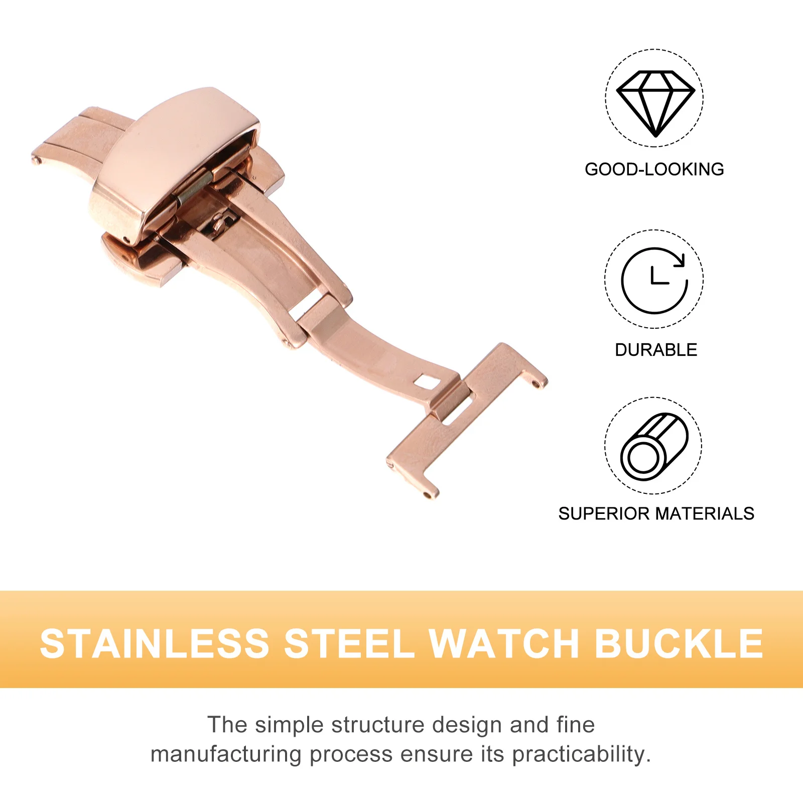

1Pcs Stainless Steel Watch Buckle Butterfly Clasp -Resistant Simple Design Easy Install Metal Strap Fastener for Men