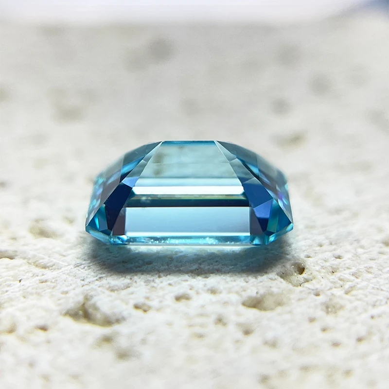 

Hot Sell Lab Grown Sapphire Emerald Cut Aquamarine Color Charms Beads VVS1 Selectable AGL Certificate for DIY Jewelry Making Mat