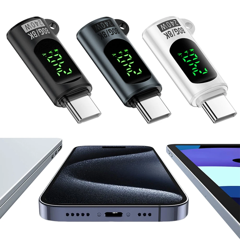 

PD 240W Type-C Adapter For iPhone 16 Female To Male Fast Charging USB-C Adapters Digital Display 80Gbps OTG Connector For Huawei