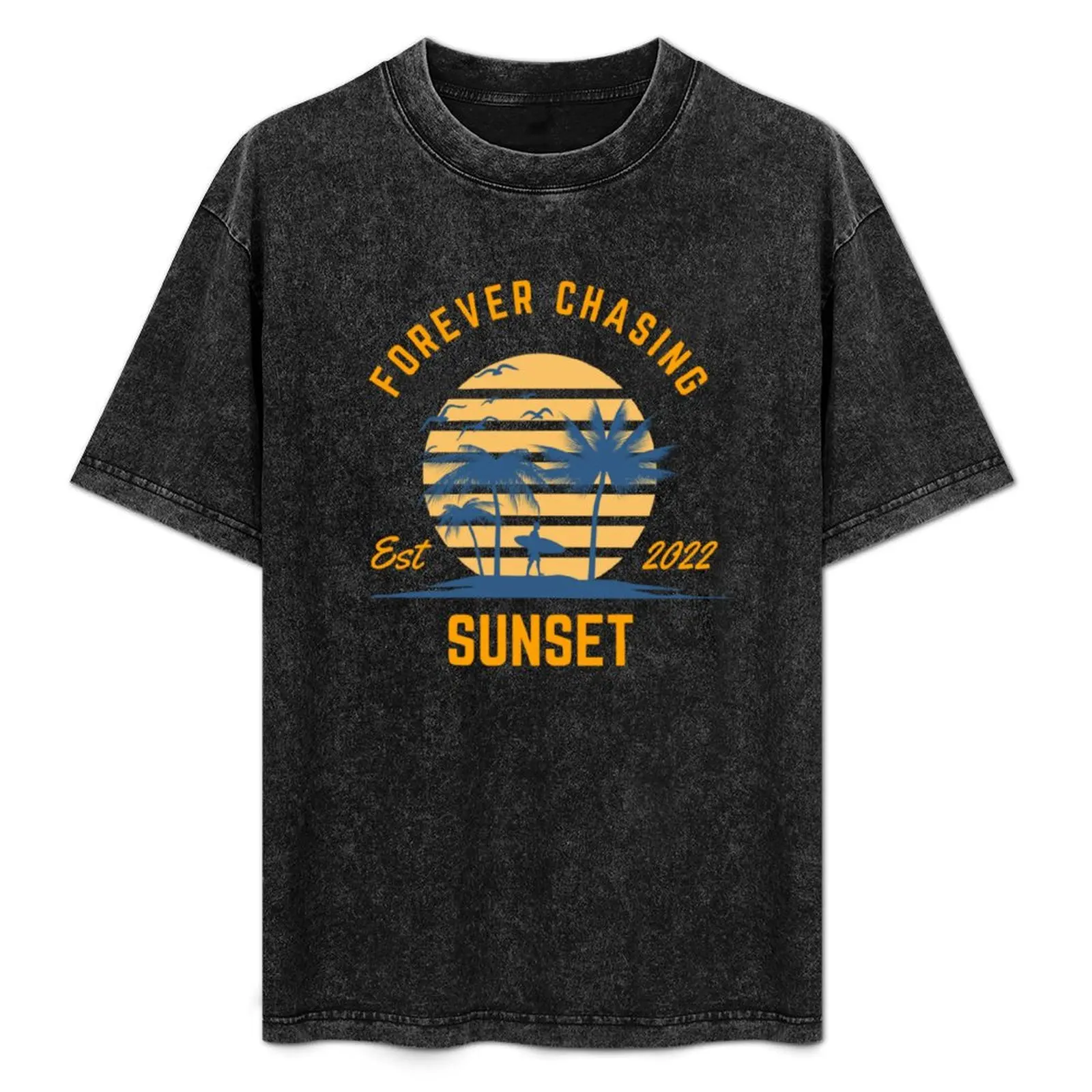 Camiseta Forever Chasing Sunset, camiseta informal minimalista de manga corta