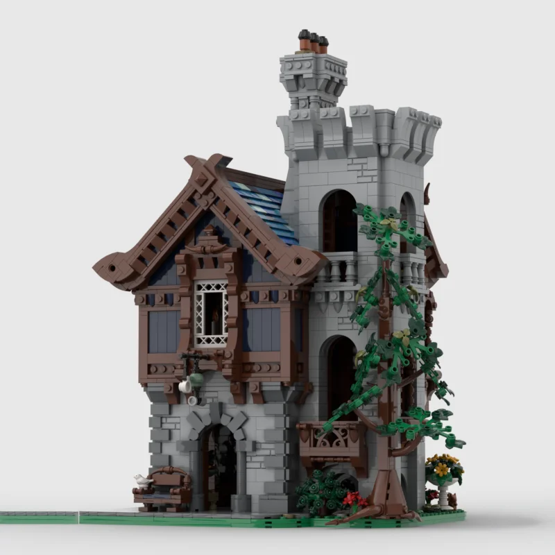 5625PCS Moc medieval castle house building pottery shop model DIY assembly building blocks toys children's holiday gift