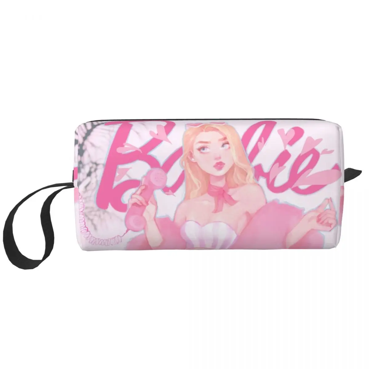 Custom Travel Barbies Anime Manga Doll Toiletry Bag Portable Cosmetic Makeup Organizer for Women Beauty Storage Dopp Kit Box