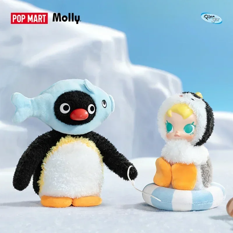 

POP MART Baby Molly X Pingu Happy Fishing Series Anime Action Figure Guess Bag Ornament Figurines Home Decor Desktop Dolls Model