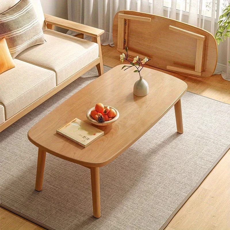 Foldable table small apartment living room apartment simple folding table balcony bedroom rental room solid wood simple table