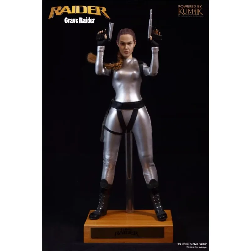 

Original Genuine KUMIK KMF23-T007 1/6 Laura Grave Raider Silver Jumpsuit Outfit with Female Soldier Action Models Toy Gifts