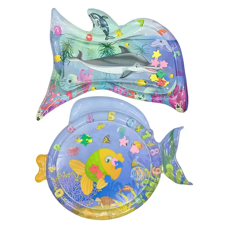 Water Play Mat  Sensing Outdoor Water Play Mat Fish-Shaped Crawling Training Patting Mat dolphinoid/Mermaid Sensor Water Playmat