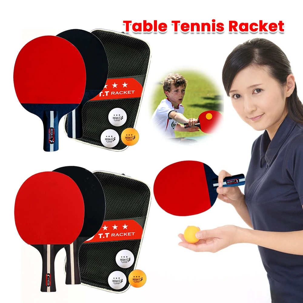 

Table Tennis Racket 2 Rackets & 3 Balls Ping Pong Racket Professional Ping Pong Paddles Set with Bag for Beginners Training Game