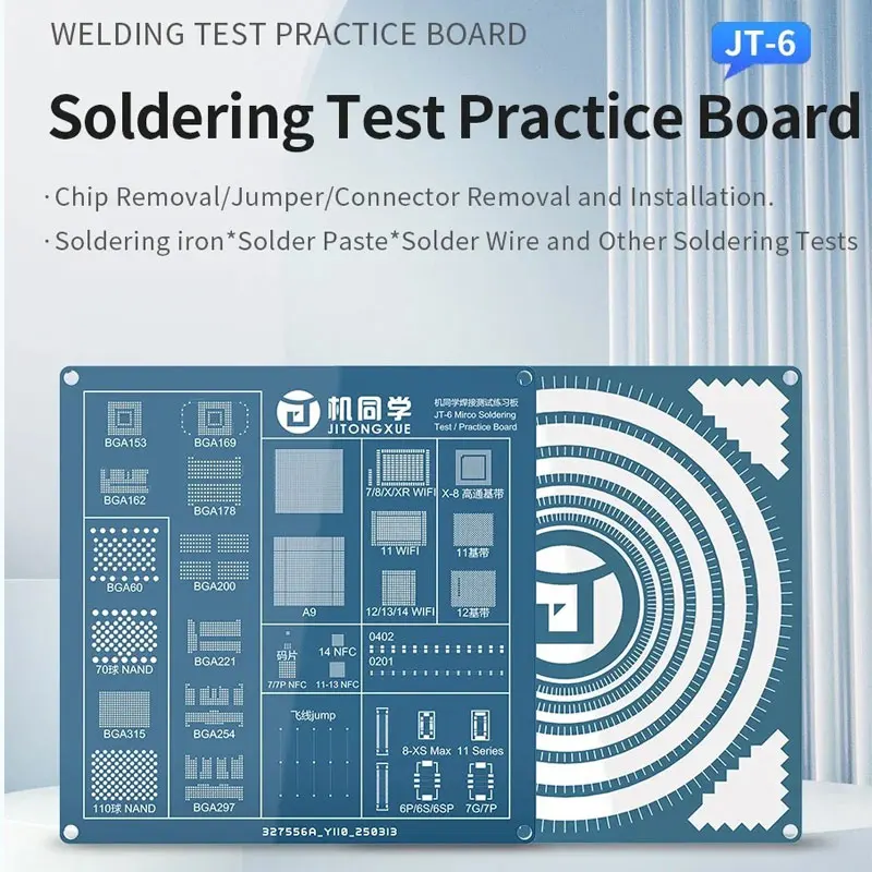 JTX JT-6 BGA Soldering Practice Board SMD SMT Chip Component Removal Installation Training Tool for Beginners