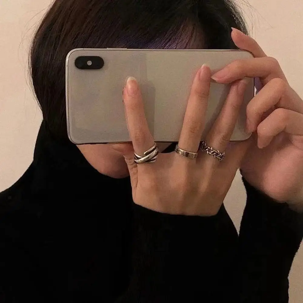 فاسق نمط إلكتروني الأرقام الرومانية عرض سبيكة افتتاح قابل للتعديل حلقة زوجين حلقة الإناث البنصر الكورية نمط الدائري