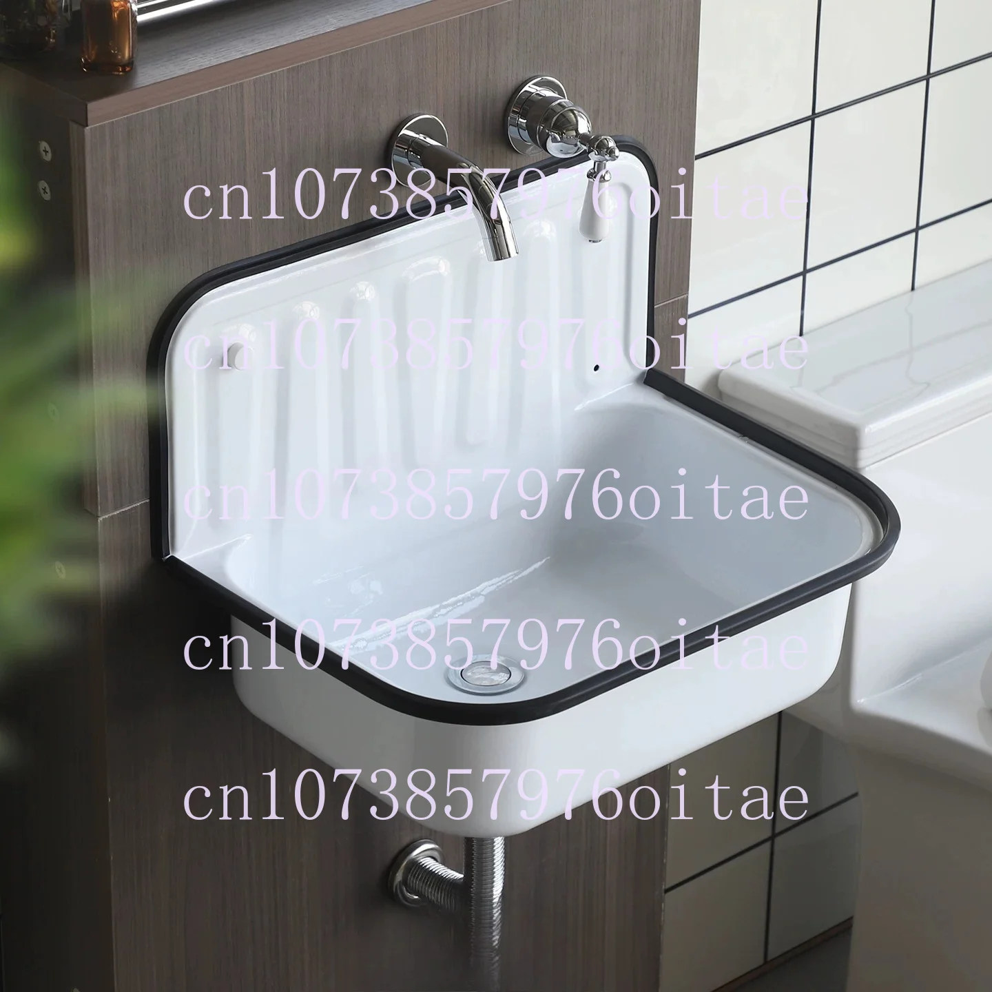 

European Medieval Industrial Style Retro Steel Plate Enamel Sink Wall Mounted Installation Casualfashion Designer Products