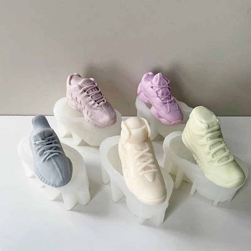 Creative Three-dimensional Sneakers Candle Silicone Mold DIY Handmade Soap Shoes Plaster Ornament Mold Candle Making Supplies