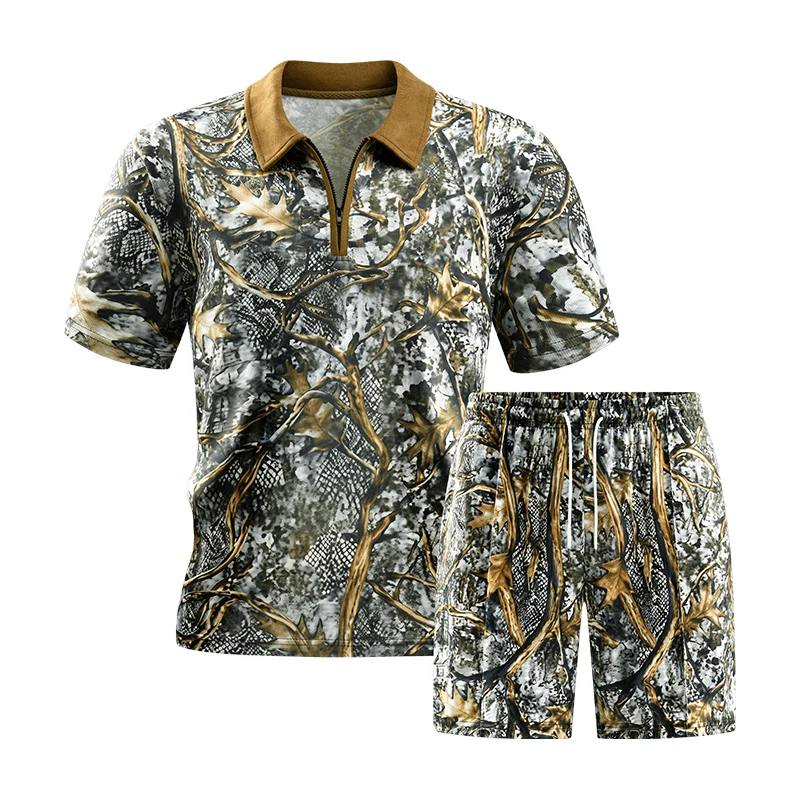 

2026 Summer new style Suit Men's Fashion Trend Loose Comfortable Casual Sports Short Sleeve Polo Shirt Shorts sets men