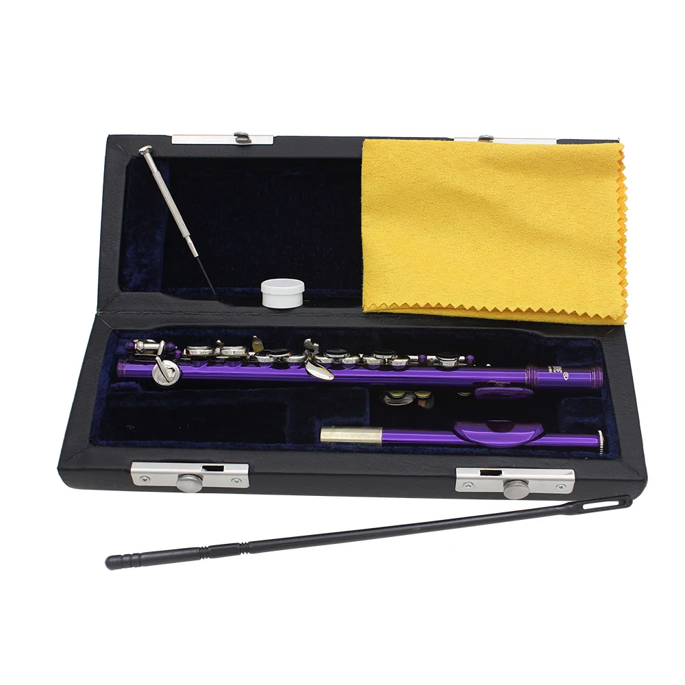 

SLADE Piccolo 16 Holes C Key Purple Silver Key Piccolo White Copper Blow Pipe Woodwind Instrument with Accessories