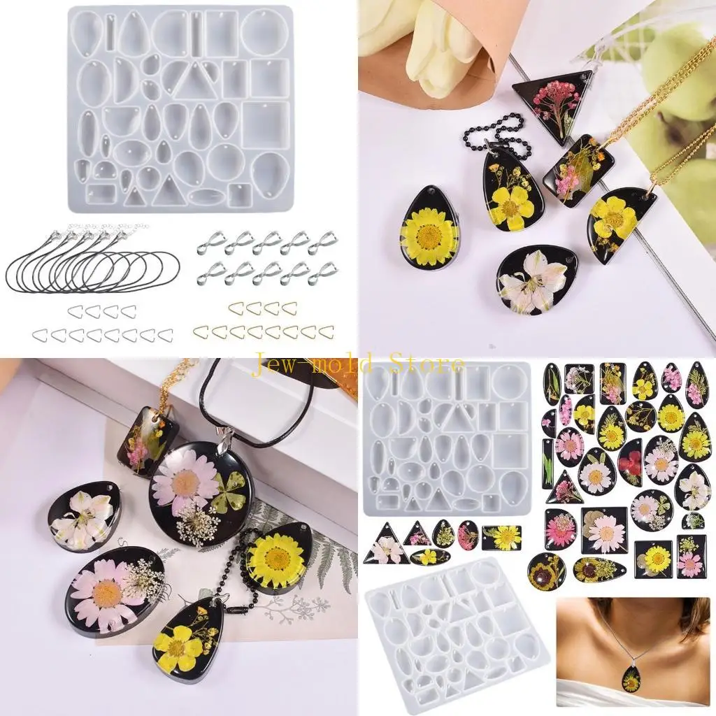 

C71B Geometric Earring Charms Epoxy Resin Molds Silicone Mold Luggage Bag Tags Casting Molds with Hole for DIY Crafts Making