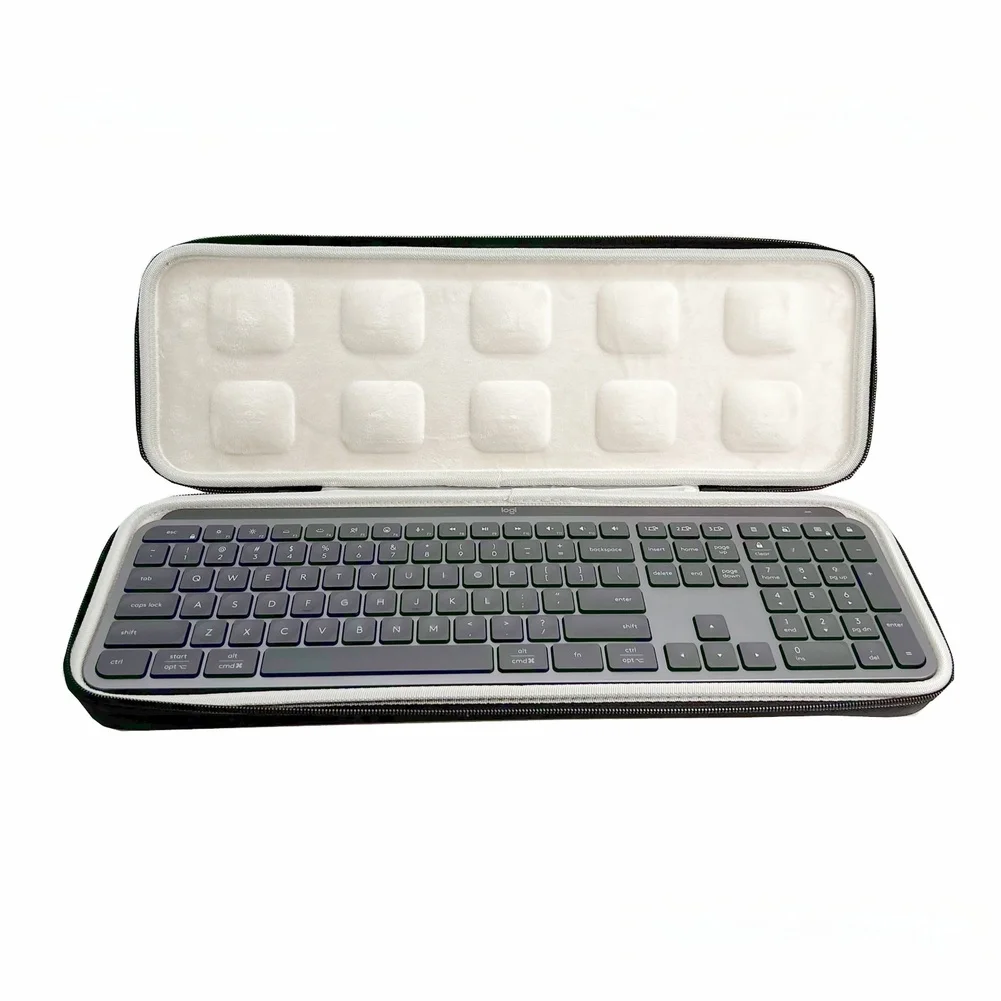 Black EVA Storage Case for For LOGITECH For MX Keys S Wireless Keyboard 46cm by 16cm by 4.5cm Shock Absorbing Travel Pouch