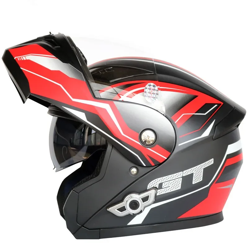 Männer Frauen Bluetooth Motorrad Helm DOT Genehmigt Flip Up Wasserdicht Längere Ausdauer Doppelte Kratzfeste Anti Nebel Visiere