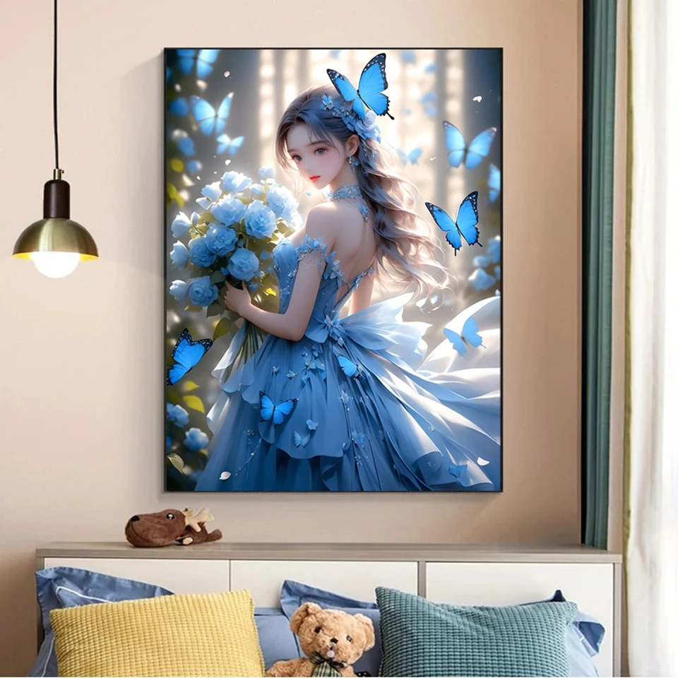 Portrait Diamond Painting New 2024 Girl Embroidery Set Butterfly Craft Kit Decorative Paintings Mosaic Cross Stitch Rhinestone