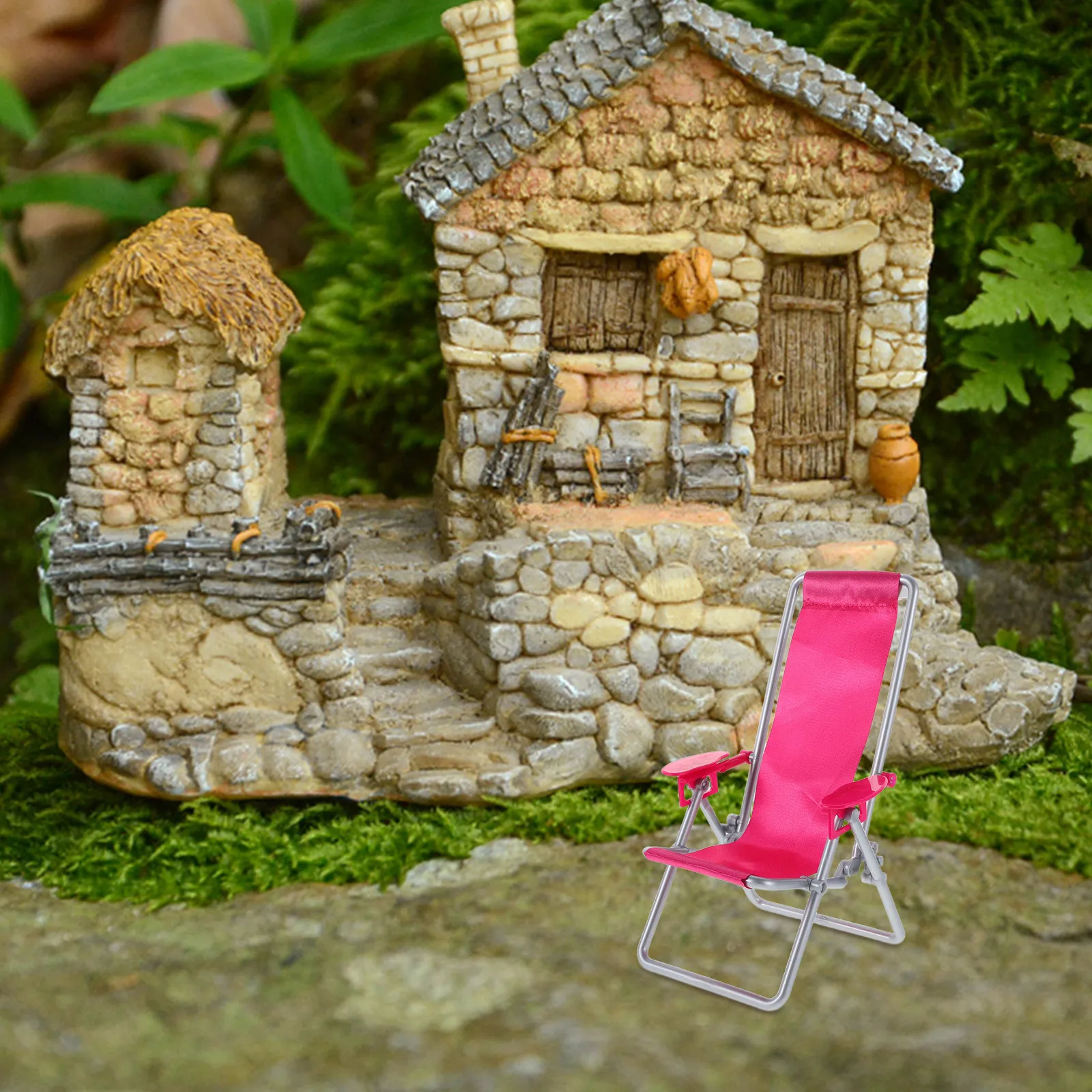 

Miniature Folding Beach Chair Compact Small Lightweight Colored Chair Ornament for Dollhouse Kids Room Portable Furniture