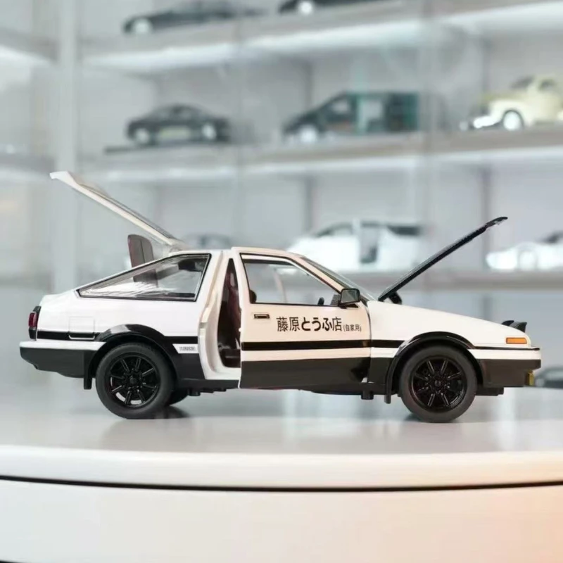 1:24 Initial D Toyota Trueno AE86 Alloy Diecast Car Model Sports Car Toys For Kids Adults Pull Back Vehicles Toy Cars Black Hood