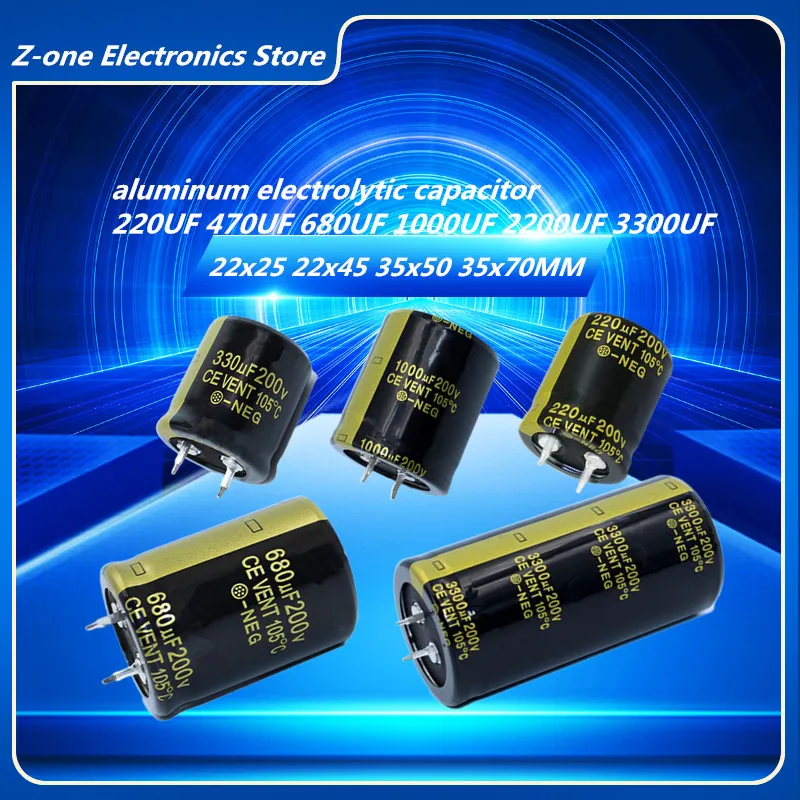 2Pcs  Audio Electrolytic Capacitor 200V 2200UF 3300UF 220UF 330UF 470UF 680UF 1000UF 1500UF  For Hifi Amplifier Low ESR