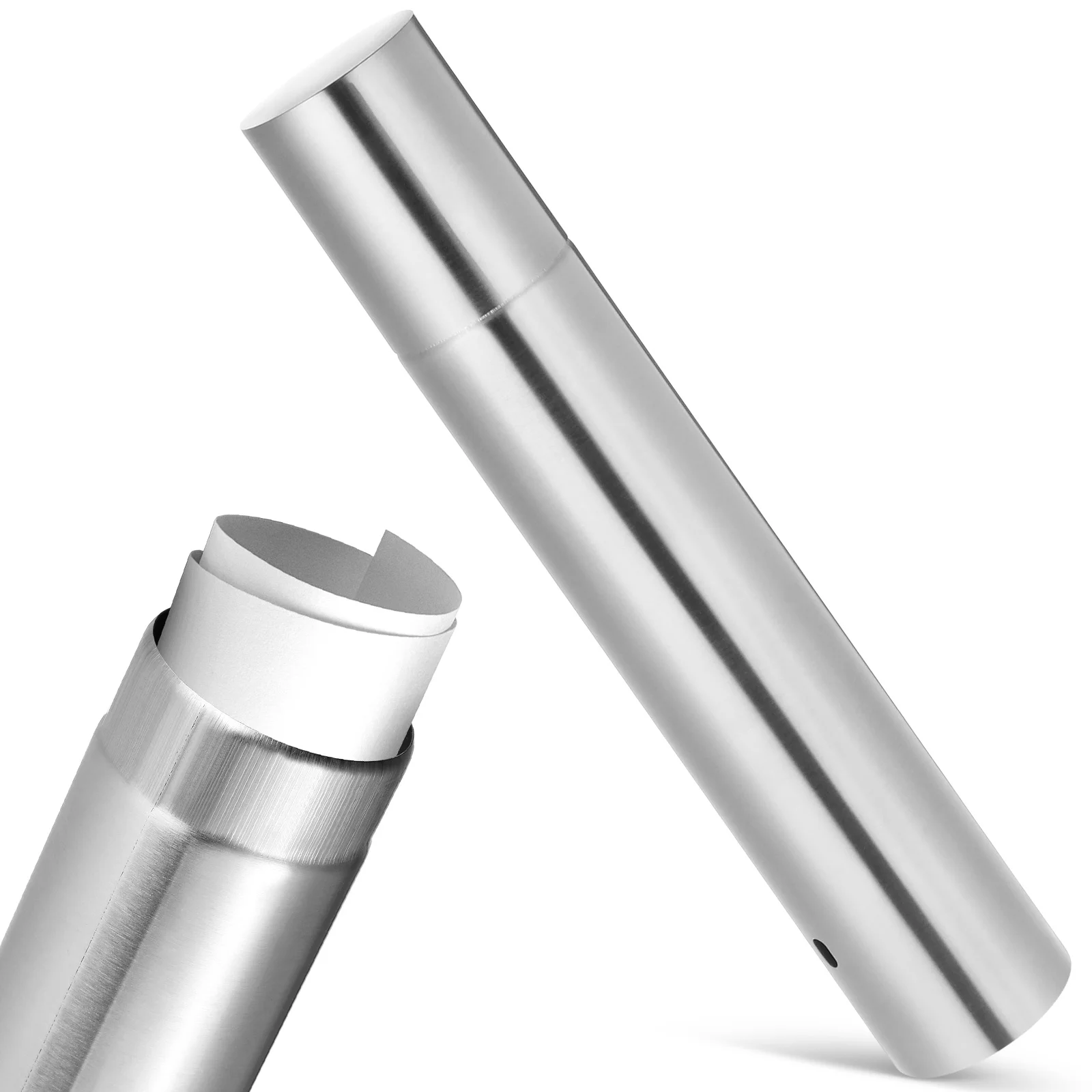 Tubo per certificato vintage in acciaio inossidabile Tubo per supporto per diploma domestico Protezione per archiviazione documenti Certificato di nascita