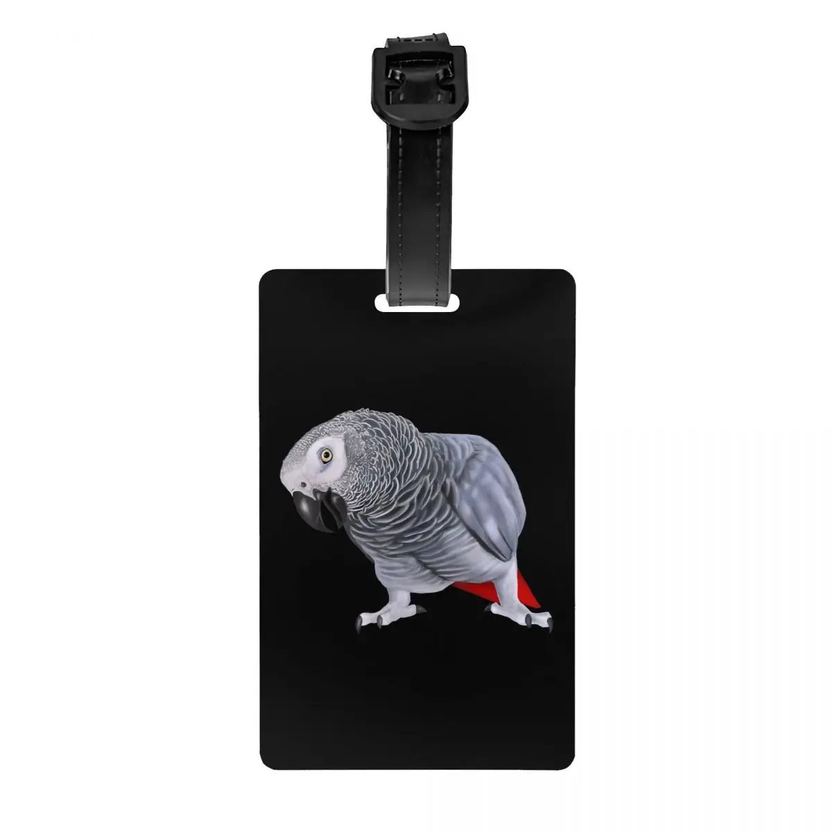 Custom African Grey Parrot Bird Luggage Tag With Name Card Psittacine Privacy Cover ID Label for Travel Bag Suitcase