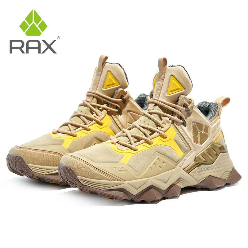 RAX Men Hiking Shoes Mid-top Waterproof Outdoor Sneaker Men Leather Trekking Boots Trail Camping Climbing Hunting Sneakers Women