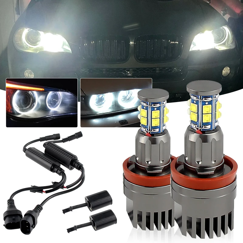 2Pcs CANbus H8 Error Free 120W LED Angel Eye Marker Lights Bulbs For BMW 1 3 5 Series E60 E61 E70 E71 E90 E92 E93 X5 X6 Z4 M3