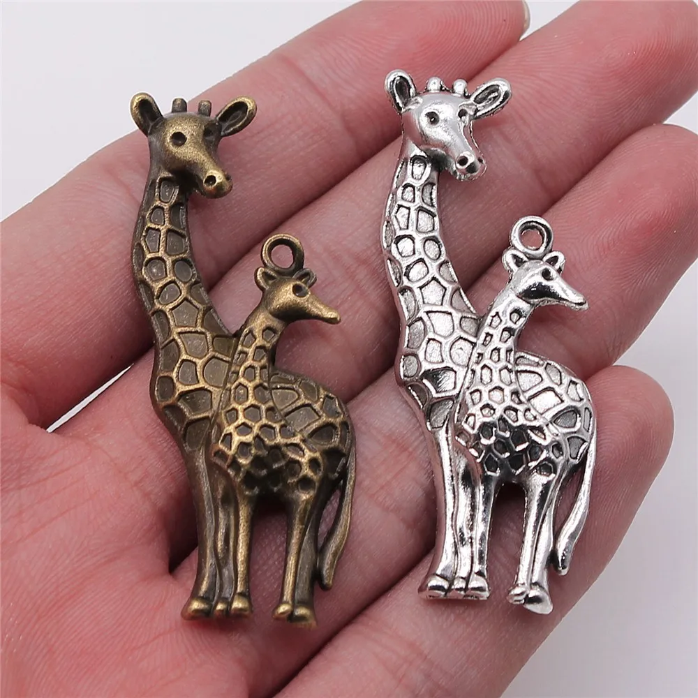 WYSIWYG 4pcs 54x22mm Charms Giraffe Deer Antique Making Pendant Vintage DIY Handmade Jewelry