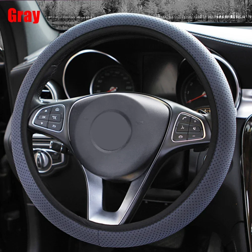 38cm Universal Car Steering Wheel Cover Anti-slip Massage Particles Knitted Fabric Car Stretch Steering Wheel Cover