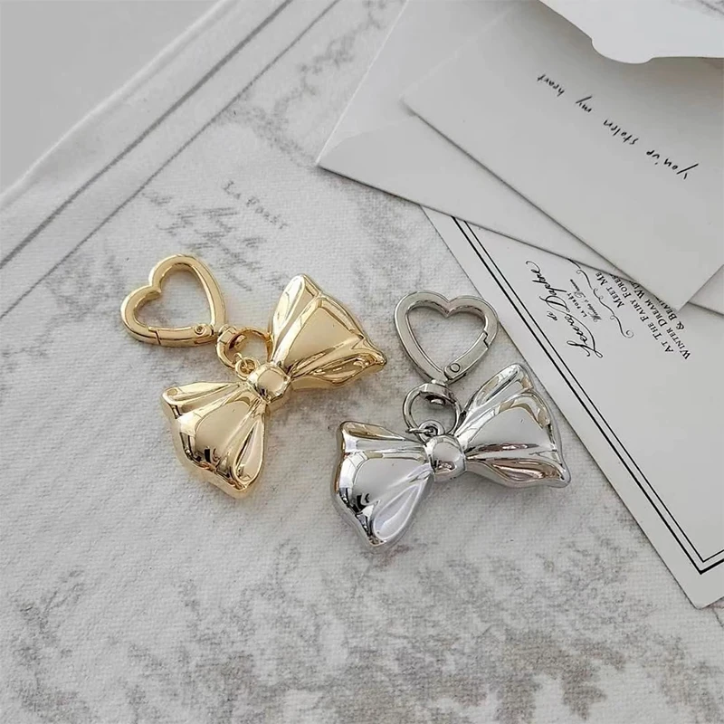 سلسلة مفاتيح معدنية عتيقة القوس ، حلقة مفتاح عقدة ، ديكور حقيبة يد سيارة الموضة ، إكسسوارات قلادة جذابة ، Y2K #5