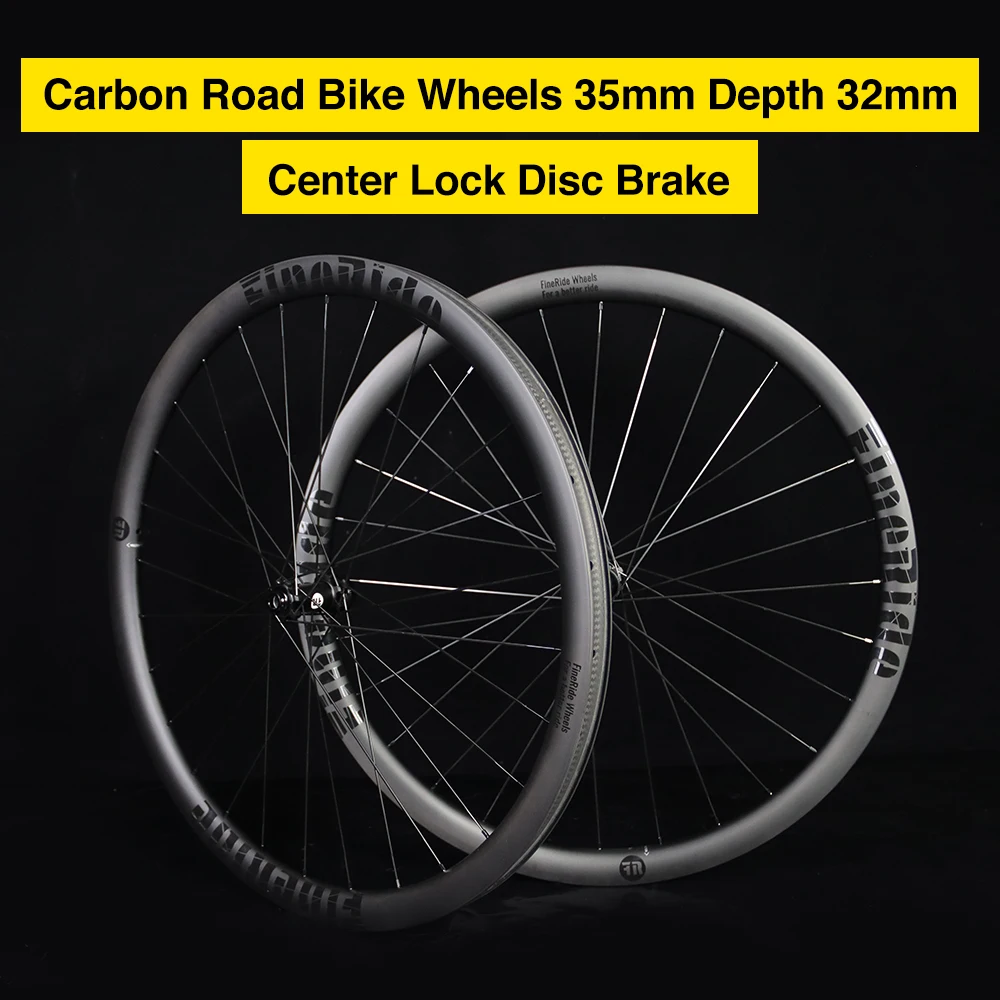 

FineRide Carbon Fiber Road Bike Wheelset 700C Tubeless Rims Disc Brake Carbon Gravel Bicycle Wheels 32mm Outer Width