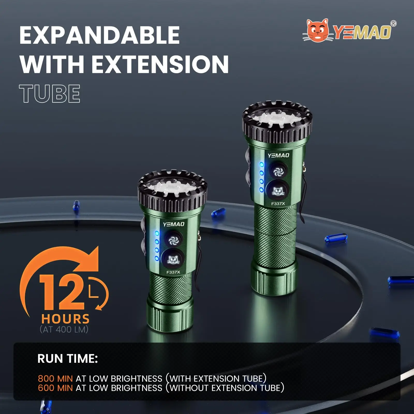 3000LM RGB Multi-Color Flashlight, 18350/18650 Battery, Tail Magnet & Metal Clip, Rechargeable Powerful LED Torch For Camping