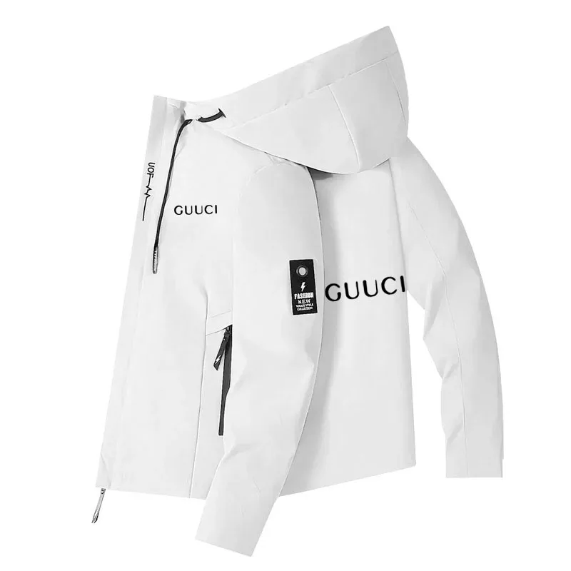 Jaqueta esportiva masculina com capuz, estilo novo e moderno para atividades ao ar livre na primavera/outono, à prova de vento e resistente à água.