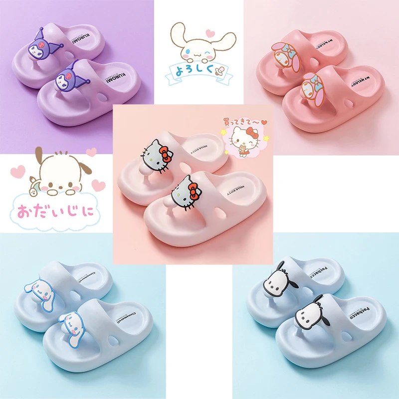 

Милые шлепанцы Sanrios в стиле аниме Hellokitty, милые летние Мультяшные уличные шлепанцы Kuromi, Нескользящие, для отдыха, мягкая подошва, пляжная обувь, подарок для девочек