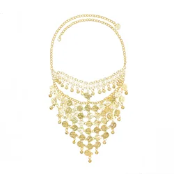New Coin Tassel Bells Metal Alloy Full Face Inverted Triangle Jewelry Mask for Woman Ethnic Style Fashion Mask Accessories